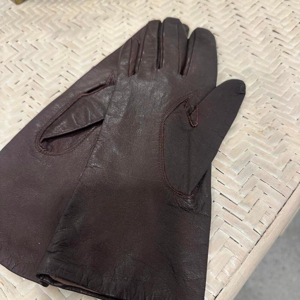 Vintage Brown Leather Gloves, Medium Genuine Leather | Made in Japan